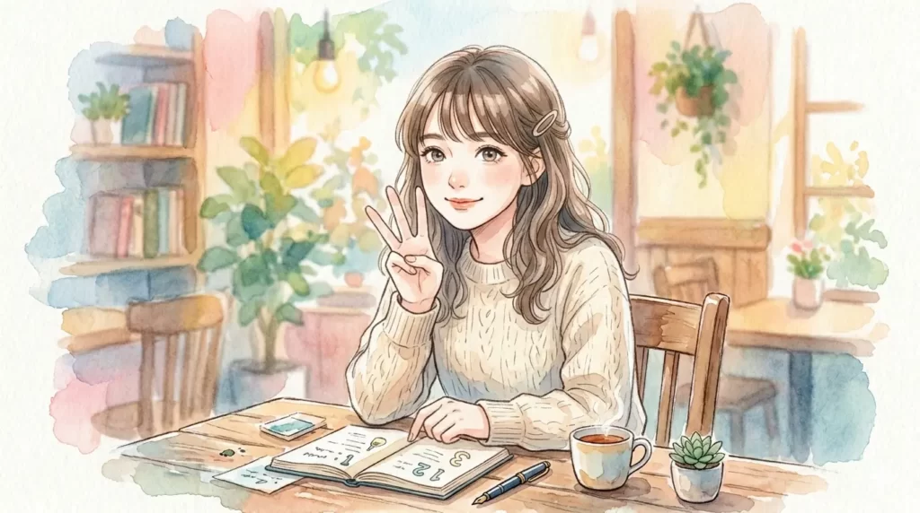 女性が3を示している画像